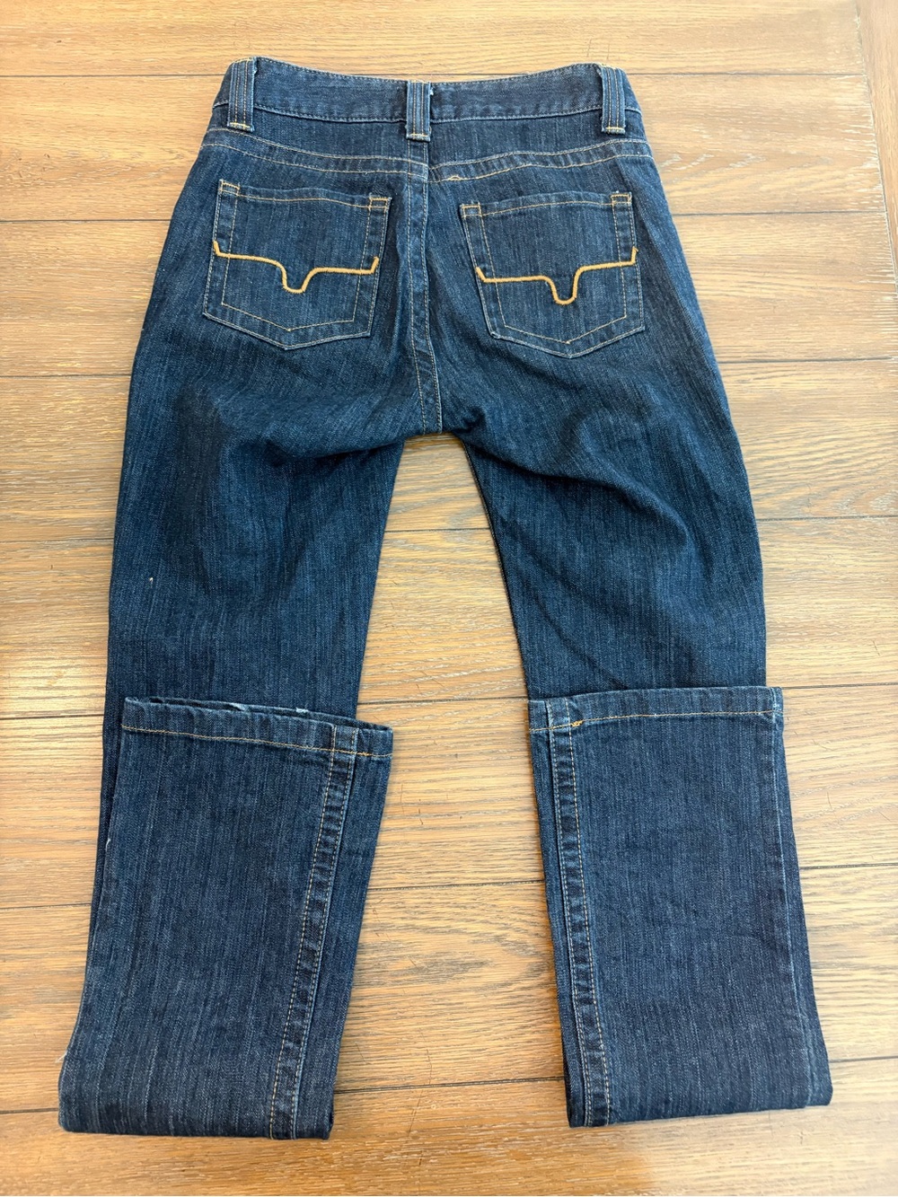 Kimes Ranch Betty Dark Blue Bootcut Jeans with Yellow Stitching Size 00/34 - Picture 3 of 5